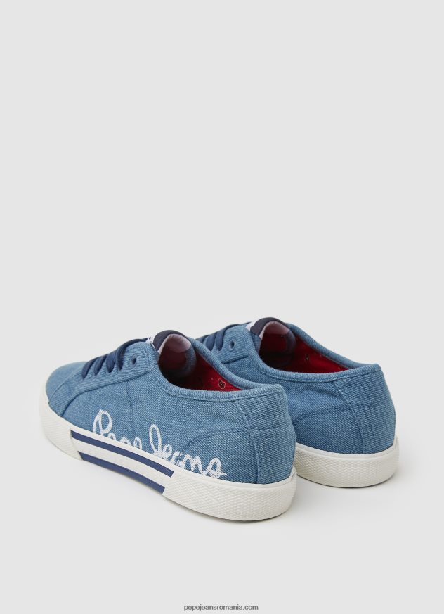 adidași de bază din denim brady femei Pepe Jeans albastru de fabrică 6Z0R46633 - imagine 4