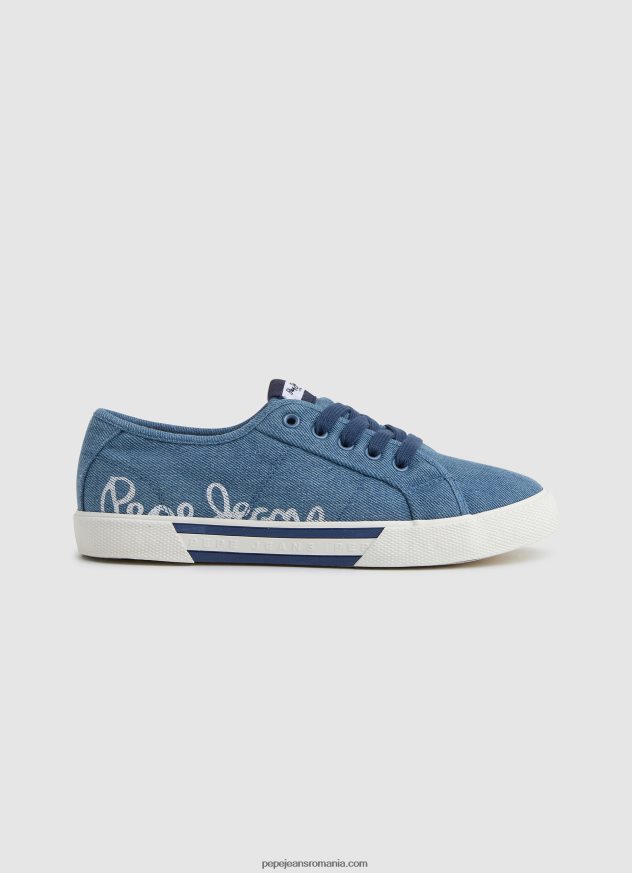 adidași de bază din denim brady femei Pepe Jeans albastru de fabrică 6Z0R46633 - imagine 1