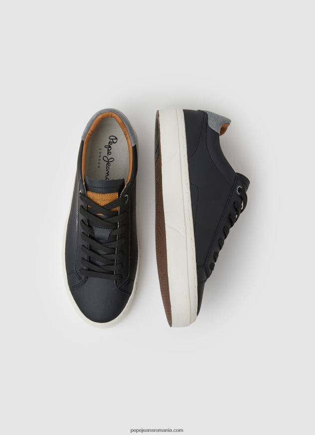adidasi yogi din piele originali bărbați Pepe Jeans negru 6Z0R461183 - imagine 2