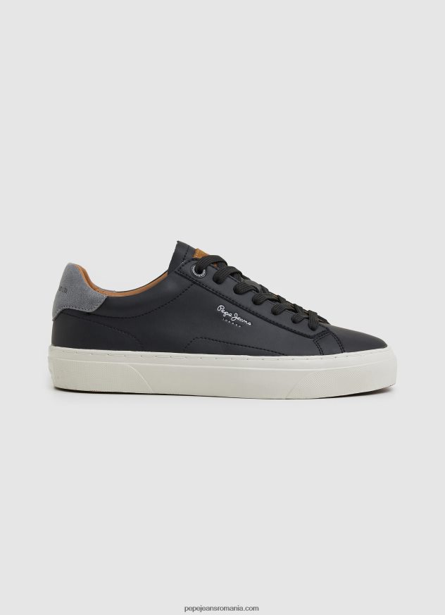 adidasi yogi din piele originali bărbați Pepe Jeans negru 6Z0R461183 - imagine 1