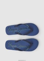 Bay Beach logo șlapi de plajă bărbați Pepe Jeans denim închis la culoare 6Z0R461277 - imagine 2