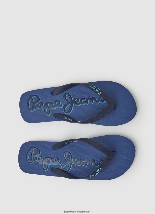 Bay Beach logo șlapi de plajă bărbați Pepe Jeans denim închis la culoare 6Z0R461277 - imagine 2
