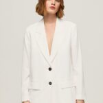blazer de in, cu o formă relaxată femei Pepe Jeans alb 6Z0R46110