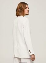 blazer de in, cu o formă relaxată femei Pepe Jeans alb 6Z0R46110 - imagine 4