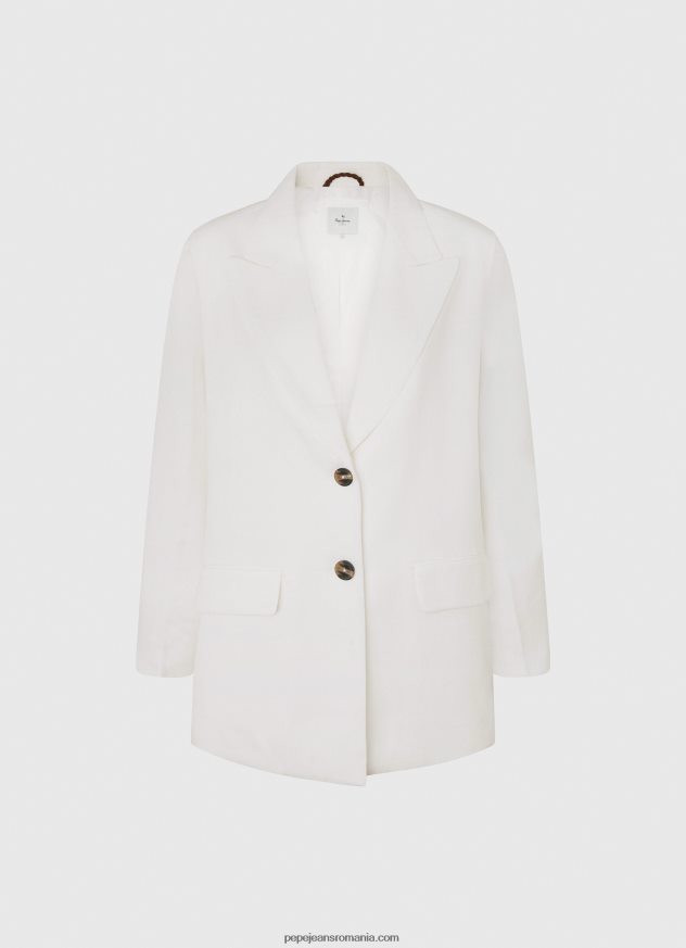 blazer de in, cu o formă relaxată femei Pepe Jeans alb 6Z0R46110 - imagine 5
