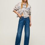blugi robyn cu talie înaltă, cu ajustare normală femei Pepe Jeans denim 6Z0R461