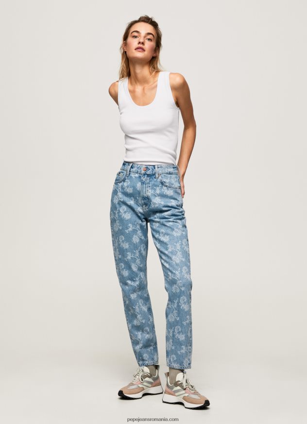 blugi violet cu talie înaltă, relaxed fit femei Pepe Jeans denim 6Z0R4677 - imagine 1