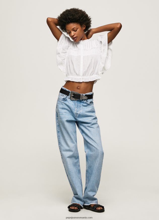 bluză din bumbac cu detalii ajurate femei Pepe Jeans alb 6Z0R46344 - imagine 2