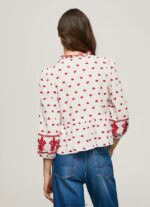 bluză dobby din bumbac brodat femei Pepe Jeans alb 6Z0R46345 - imagine 4