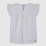 bluză hilară cu detalii ajurate fată Pepe Jeans mousse 6Z0R461472