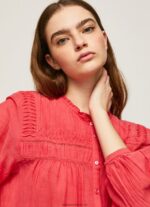 bluză plisată ajurata femei Pepe Jeans studio roșu 6Z0R46321 - imagine 3