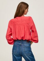 bluză plisată ajurata femei Pepe Jeans studio roșu 6Z0R46321 - imagine 4