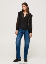 bluza plumeti semitransparenta femei Pepe Jeans negru 6Z0R46328 - imagine 2