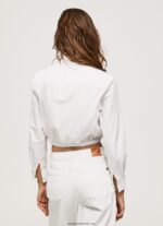 cămașă cropped din poplin femei Pepe Jeans alb 6Z0R46361 - imagine 5