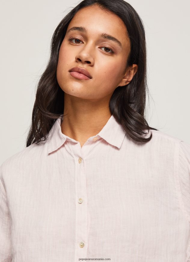cămașă cu formă normală cu imprimeu în dungi femei Pepe Jeans roz moale 6Z0R46332 - imagine 3