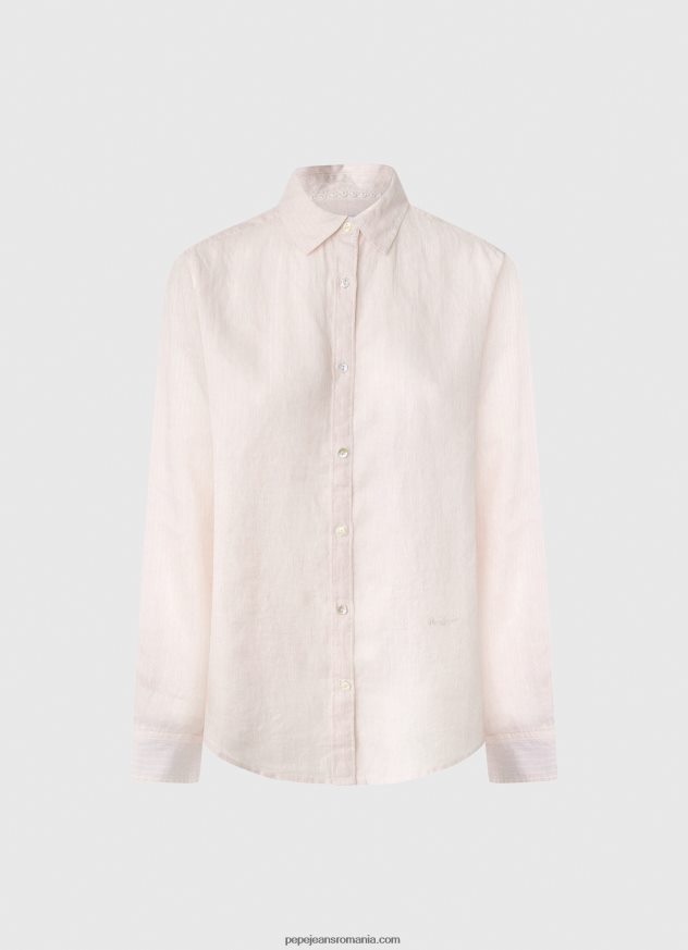 cămașă cu formă normală cu imprimeu în dungi femei Pepe Jeans roz moale 6Z0R46332 - imagine 5