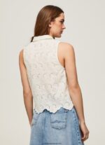cămașă cu mânecă ajurata femei Pepe Jeans alb 6Z0R46337 - imagine 4
