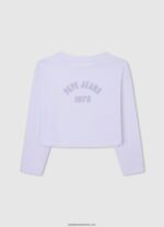cămașă cu nervuri cu logo brodat fată Pepe Jeans alb 6Z0R461459 - imagine 5