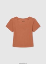 cămașă cu nervuri cu logo brodat fată Pepe Jeans piersică 6Z0R461461