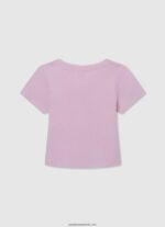cămașă cu nervuri cu logo brodat fată Pepe Jeans roz moale 6Z0R461460 - imagine 2