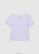 cămașă cu nervuri cu logo brodat fată Pepe Jeans roz moale 6Z0R461460 - imagine 3