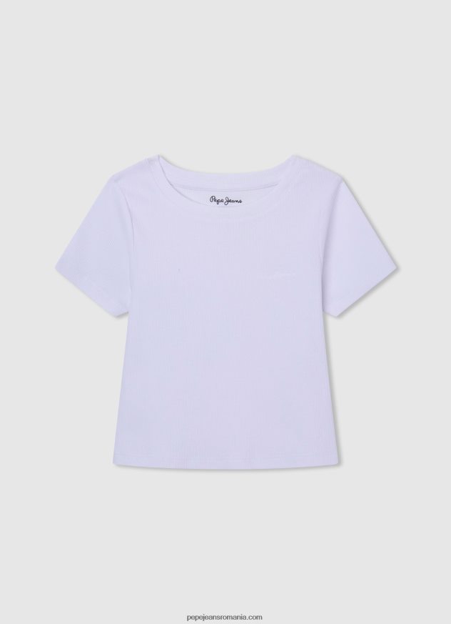 cămașă cu nervuri cu logo brodat fată Pepe Jeans roz moale 6Z0R461460 - imagine 3