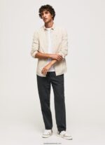 cămașă din bumbac poplin cu potrivire normală bărbați Pepe Jeans piatră 6Z0R461042 - imagine 2