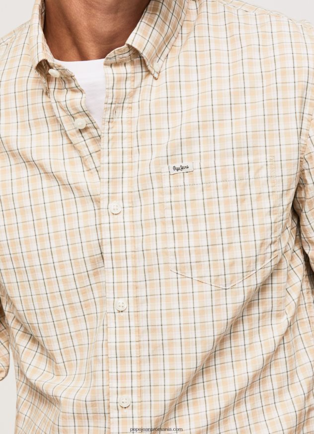 cămașă din bumbac poplin cu potrivire normală bărbați Pepe Jeans piatră 6Z0R461042 - imagine 3
