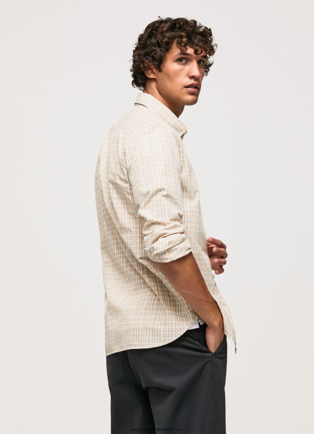 cămașă din bumbac poplin cu potrivire normală bărbați Pepe Jeans piatră 6Z0R461042 - imagine 4