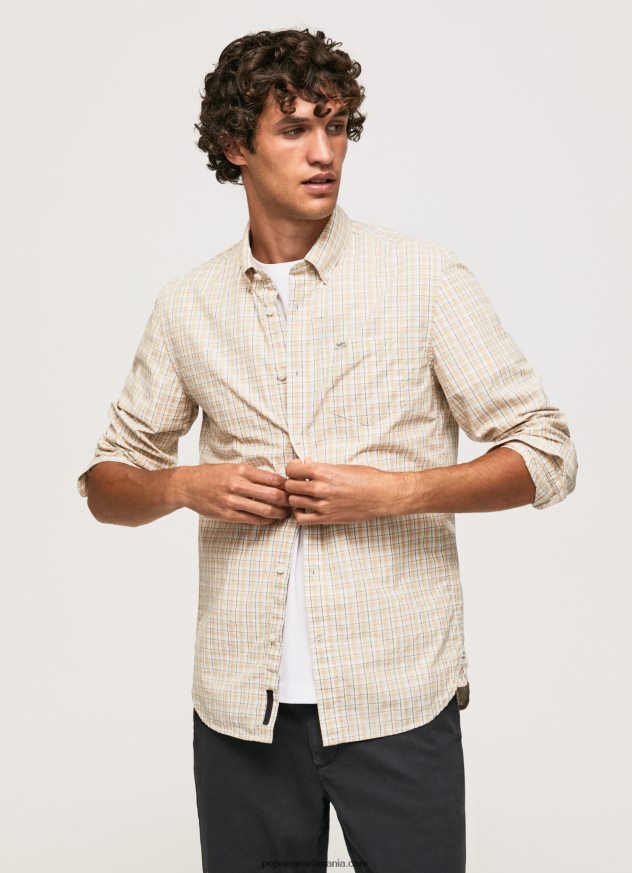 cămașă din bumbac poplin cu potrivire normală bărbați Pepe Jeans piatră 6Z0R461042 - imagine 1
