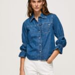 cămașă din denim cu potrivire normală femei Pepe Jeans denim 6Z0R4696