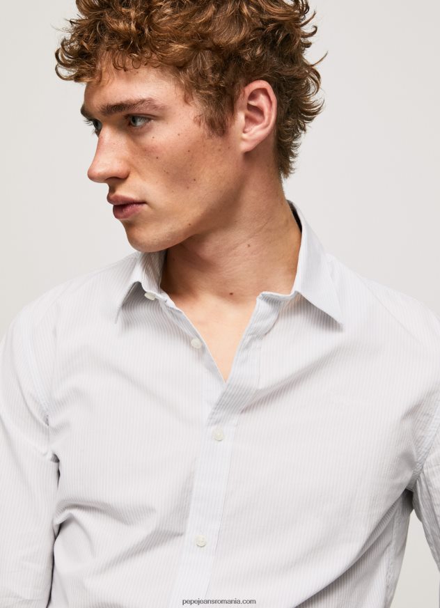 cămașă din popelin slim fit lawrence bărbați Pepe Jeans albastru înălbitor 6Z0R461050 - imagine 3