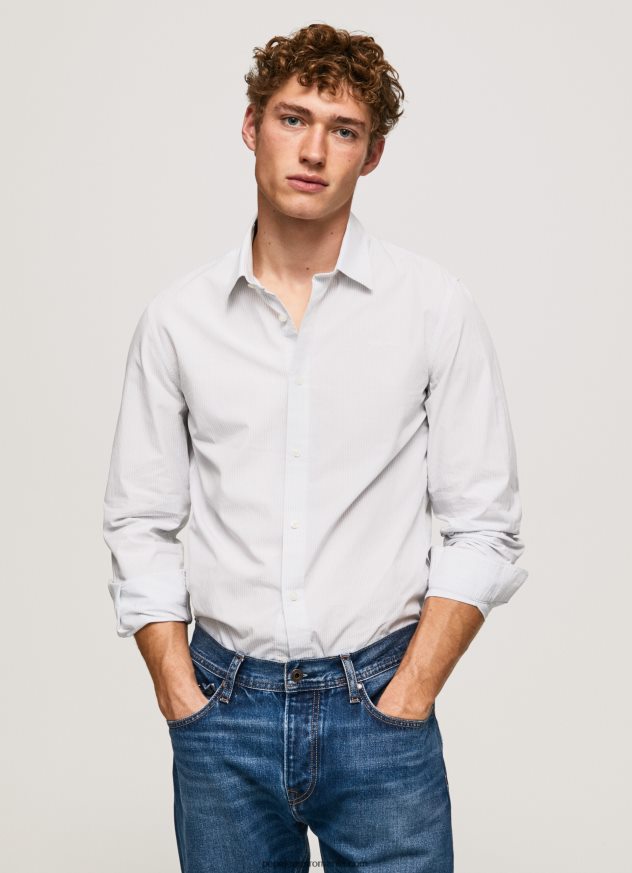 cămașă din popelin slim fit lawrence bărbați Pepe Jeans albastru înălbitor 6Z0R461050 - imagine 1