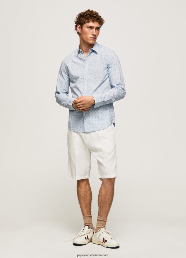 cămașă din poplin cu flori lovejoy bărbați Pepe Jeans albastru înălbitor 6Z0R461045 - imagine 2