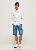 cămașă din poplin larry slim fit bărbați Pepe Jeans albastru înălbitor 6Z0R461028 - imagine 2