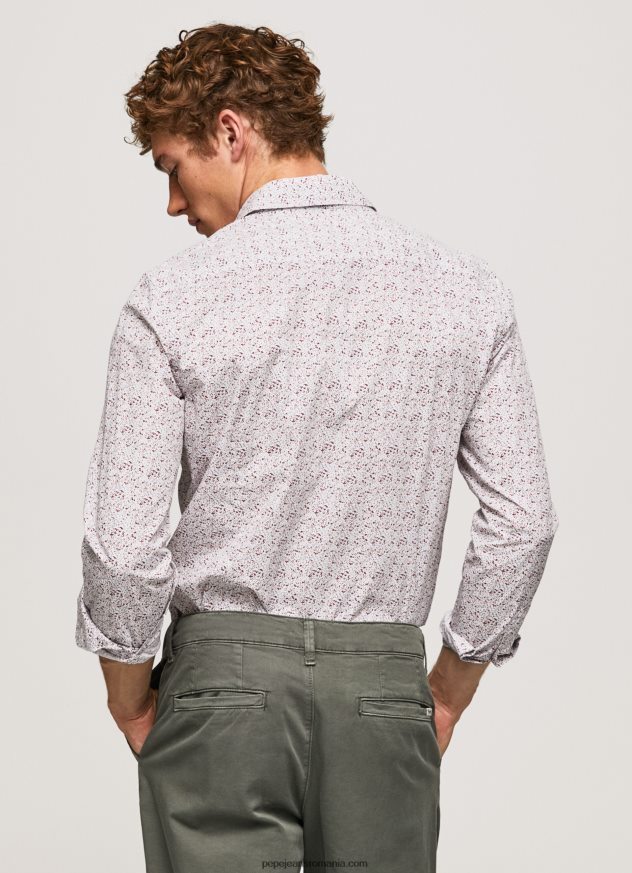 cămașă din poplin lenora slim fit bărbați Pepe Jeans alb 6Z0R461075 - imagine 4