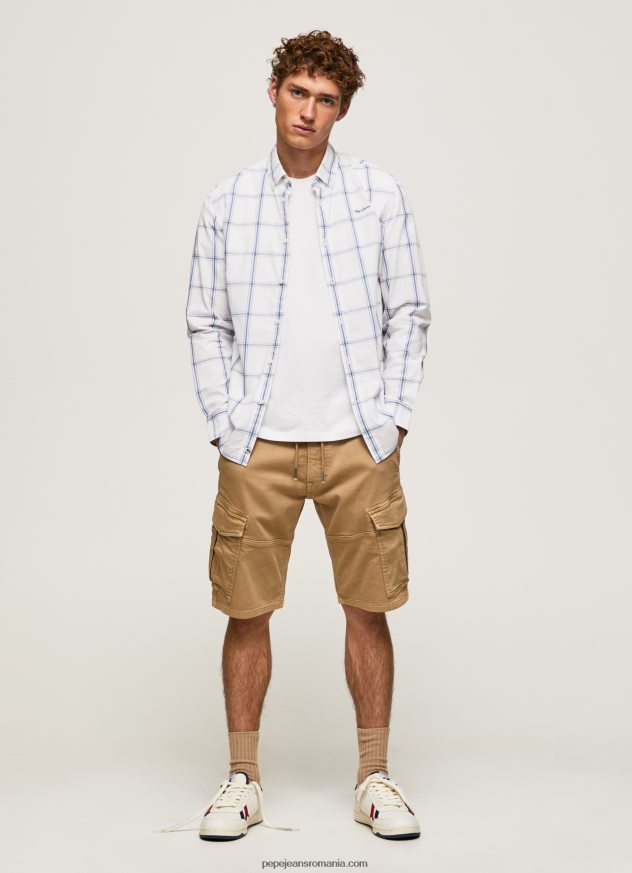 cămașă din poplin lorian slim fit bărbați Pepe Jeans fildeş 6Z0R461029 - imagine 2