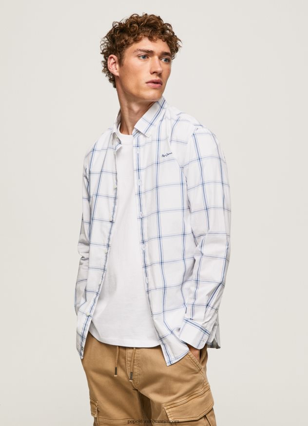 cămașă din poplin lorian slim fit bărbați Pepe Jeans fildeş 6Z0R461029 - imagine 1