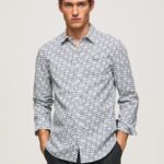 cămașă din poplin Lou slim fit bărbați Pepe Jeans alb 6Z0R461070