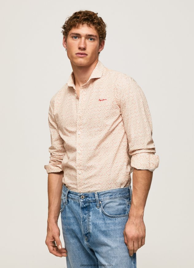 cămașă din poplin lucus slim fit bărbați Pepe Jeans aproape alb 6Z0R461053 - imagine 2