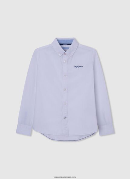 cămașă din poplin maldon cu fit regulat băiat Pepe Jeans alb 6Z0R461662