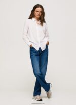 cămașă din voile de bumbac în dungi femei Pepe Jeans roz moale 6Z0R46323 - imagine 2