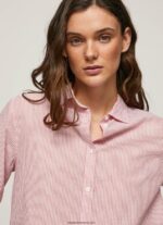 cămașă din voile de bumbac în dungi femei Pepe Jeans studio roșu 6Z0R46348 - imagine 3