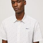 cămașă Lindenberg cu mânecă scurtă bărbați Pepe Jeans alb 6Z0R461063