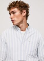 cămașă oxford subțire lucius cu dungi bărbați Pepe Jeans albastru înălbitor 6Z0R461026 - imagine 5