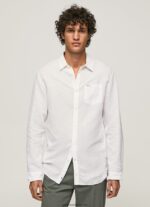 cămașă Parker cu mâneci lungi bărbați Pepe Jeans alb 6Z0R461073