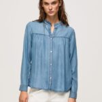 cămașă regulată cu guler mao femei Pepe Jeans albastru 6Z0R46351