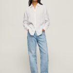 cămașă simplă cu ajustare normală femei Pepe Jeans alb 6Z0R46333