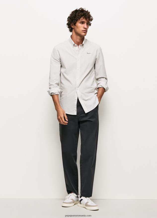 cămașă slim din poplin din bumbac bărbați Pepe Jeans alb 6Z0R461022 - imagine 2