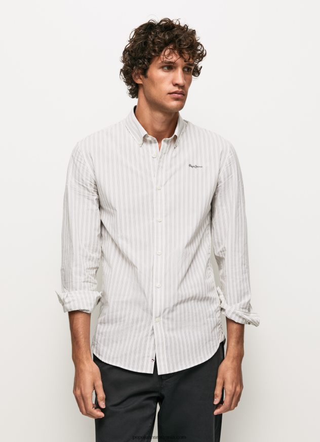 cămașă slim din poplin din bumbac bărbați Pepe Jeans alb 6Z0R461022 - imagine 3